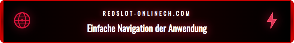 Screenshot der Hauptnavigation der Redslot App für ein einfaches Spielerlebnis.