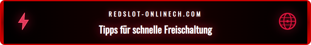 Infografik mit Tipps für die schnelle Redslot Identitätsverifizierung.
